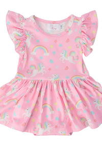 Mila & Rose - Girls Little Unicorn Flutter Sleeve Twirl Bodysuit