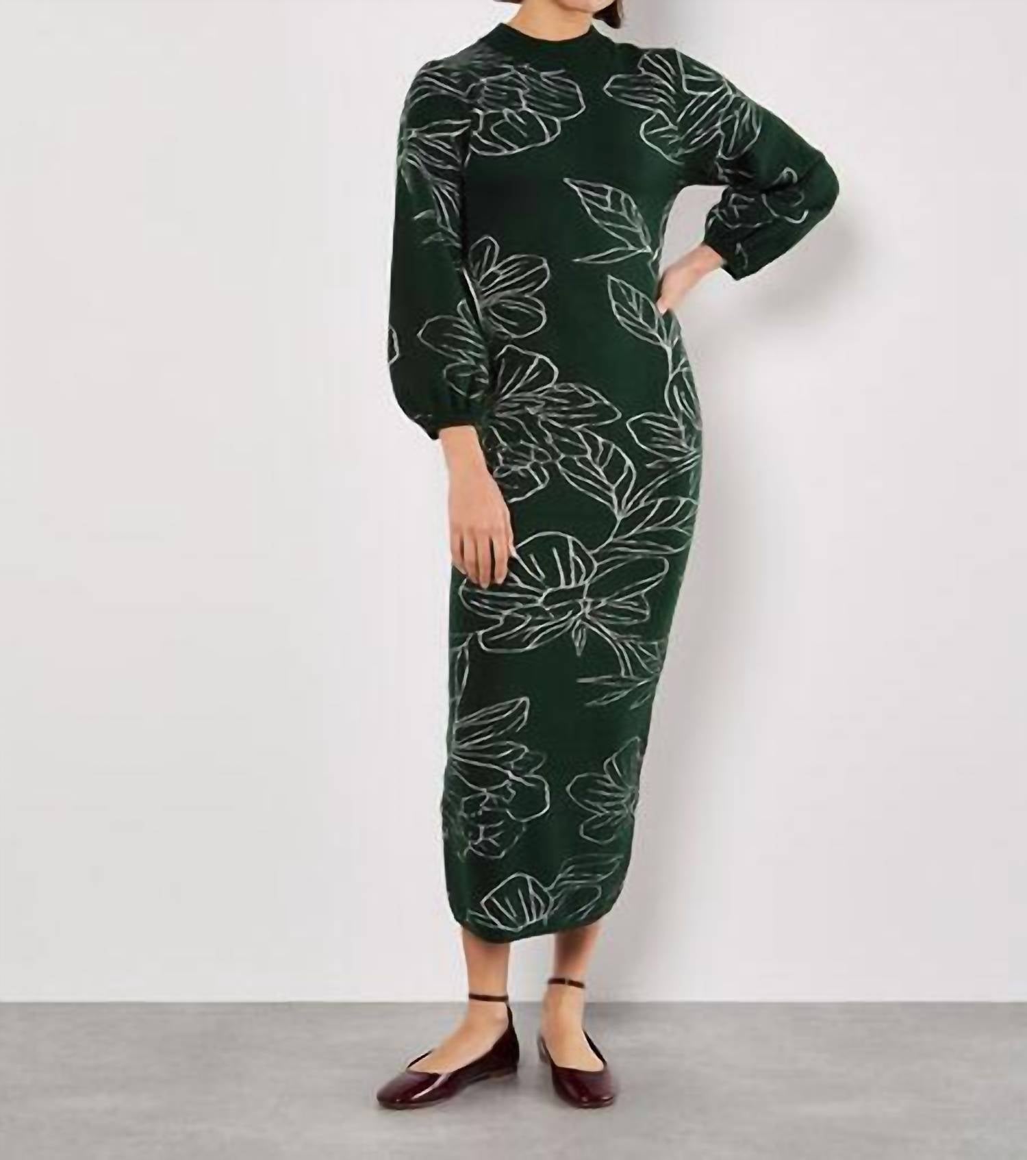 Apricot - Floral Knitted Midi Dress