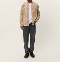 Les Deux Kash Check Corduroy Shirt in beige - men's shirt