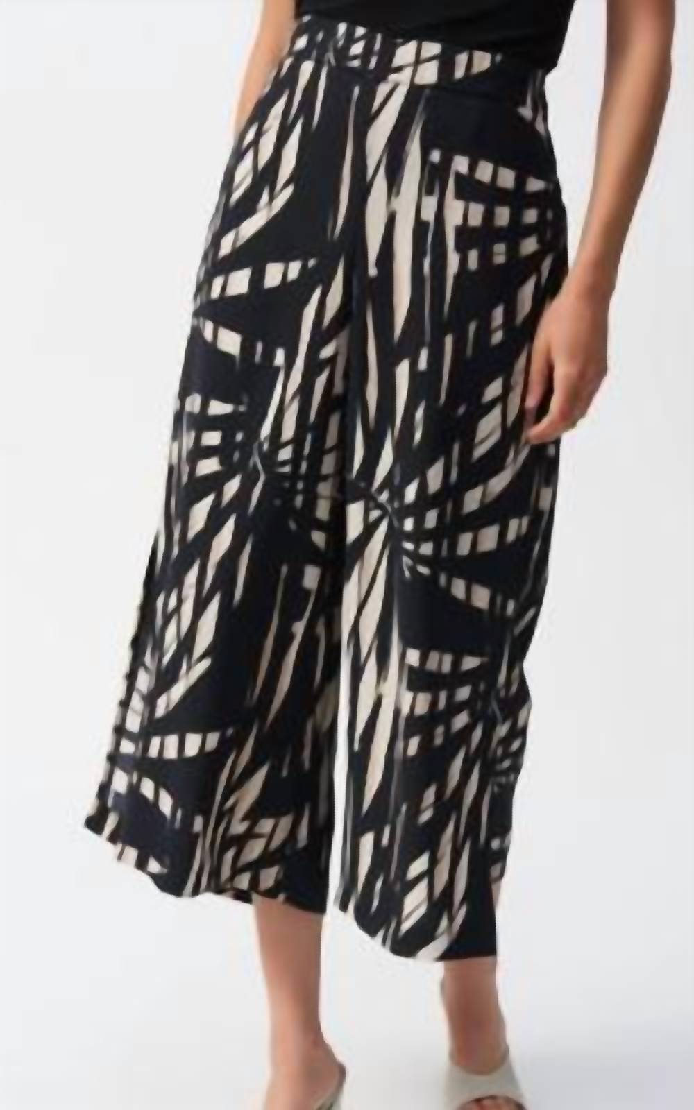 Joseph Ribkoff Printed Culotte Pants in black tan - women's pants