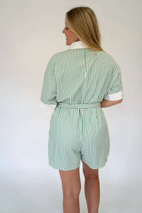 Jodifl - Striped Belted Button-front Romper