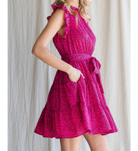 Jodifl - Frilled Neck Ruffle Sleeve Dress With Pockets