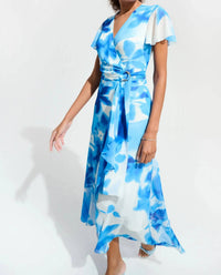 Joseph Ribkoff - Printed Chiffon High Low Wrap Dress