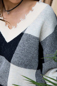 Mainstrip - Plaid Frayed Sweater