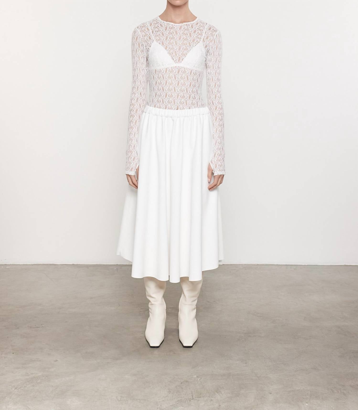 Enza Costa - LACE LONG SLEEVE CREW TOP