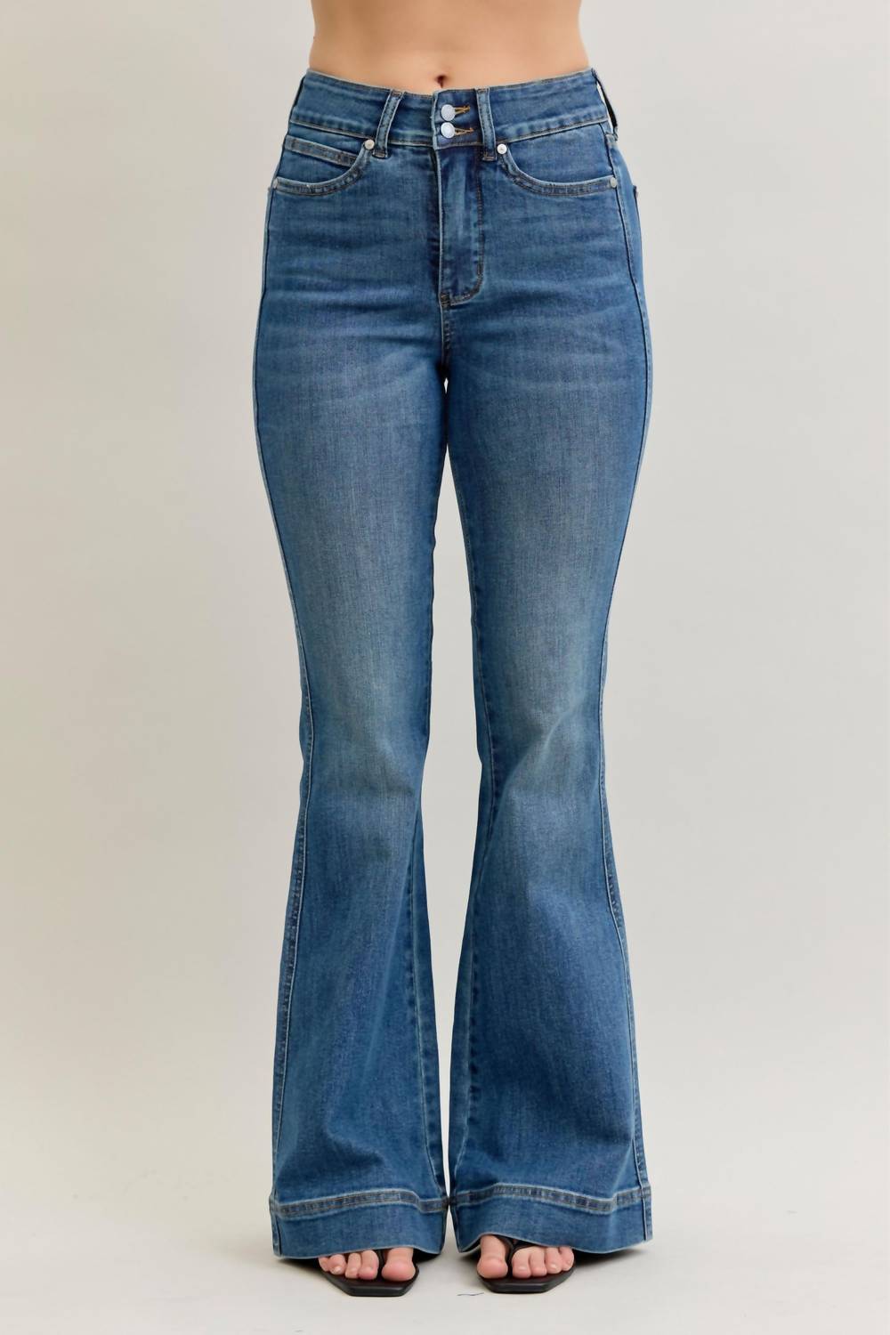 Judy Blue - Double Button Waistband Flare Jeans