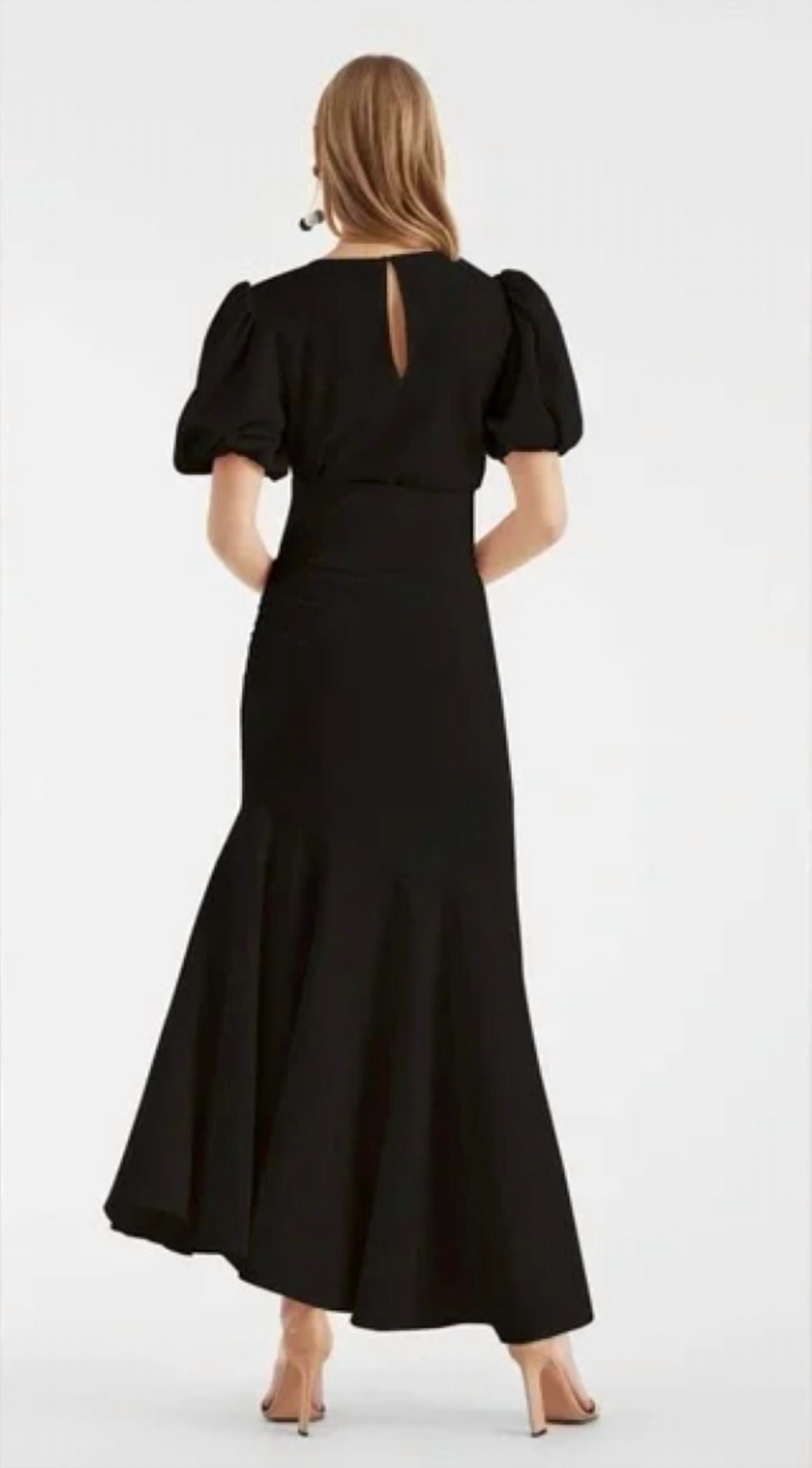 SACHIN & BABI Camila Crepe Ruched Mermaid Dress in black - women's dress - detail view