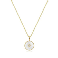 Eklexic - Women's Mother Of Pearl Pendant With Cubic Zirconia Center Stone Necklace