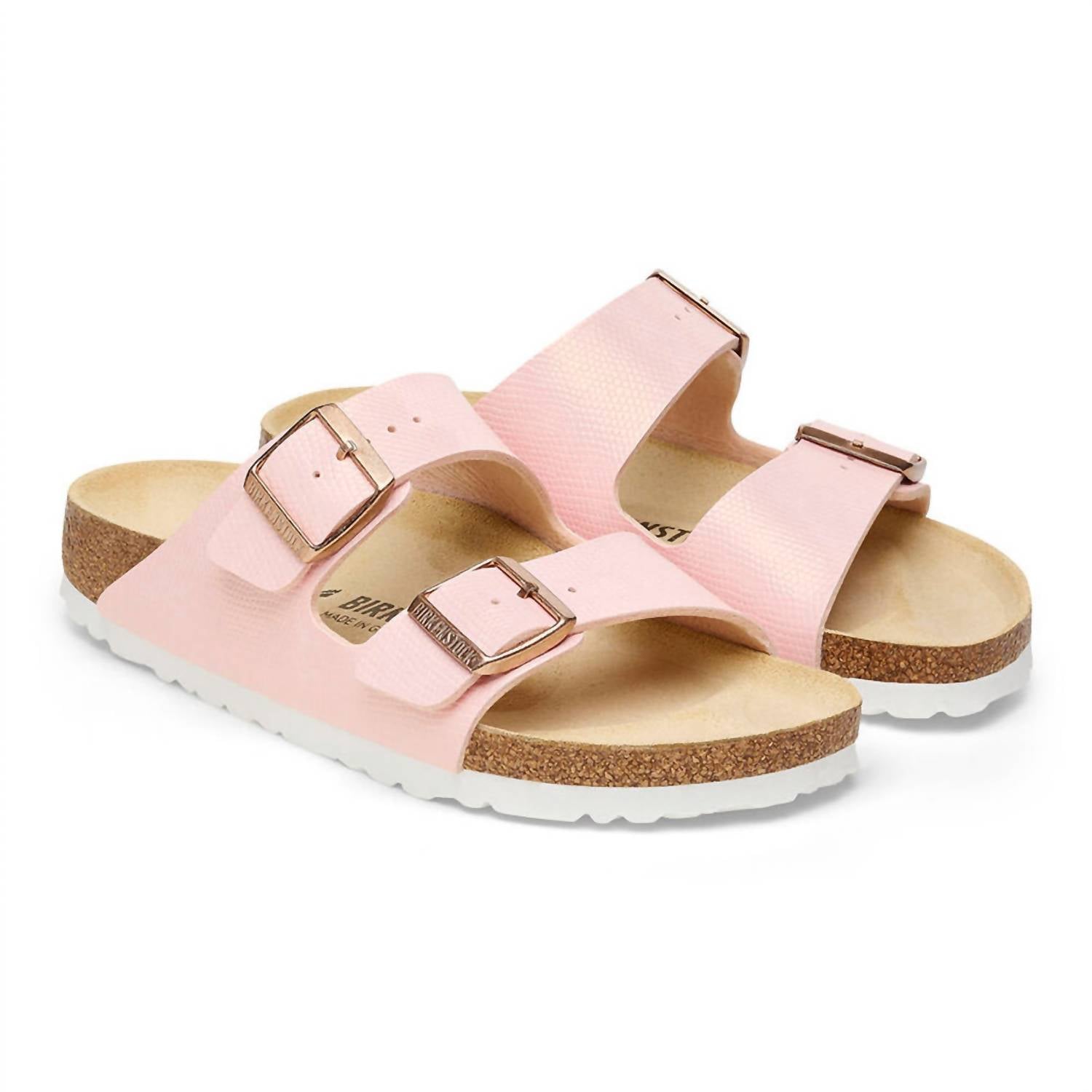 BIRKENSTOCK Women's Arizona Sandal in lizard rose - women's sandal - detail view