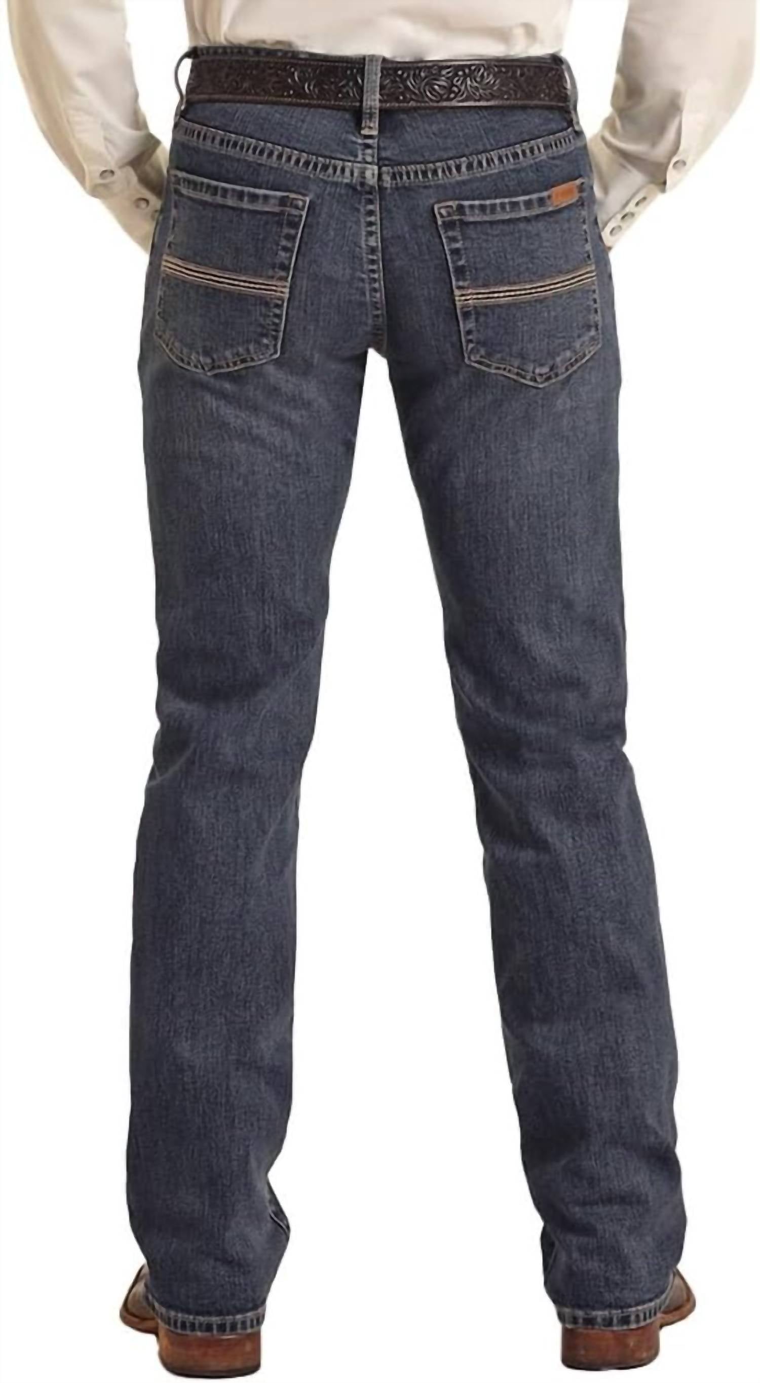 Rock & Roll Denim Men's Revolver Straight Vintage '46 Slim Fit Straight Leg Jeans in medium wash - men's jeans - alternate view