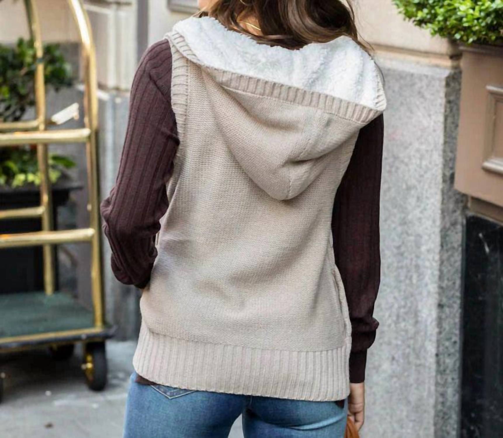 Grace And Lace - Hooded Cable Knit Vest