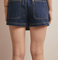 Forte Braided Trim Denim Wrap Skort in dusk haze - women's shorts - alternate view
