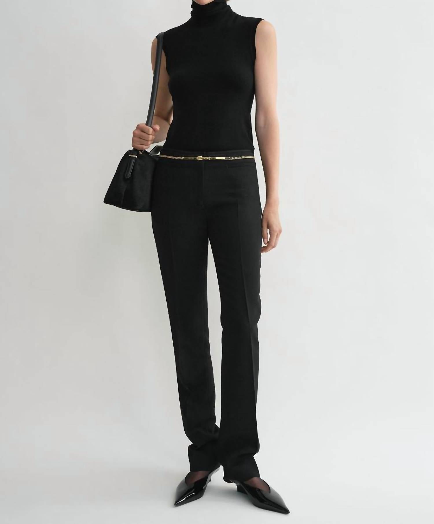 TOTEME Low Waist Cigarette Trouser in black - women's pants - view 4