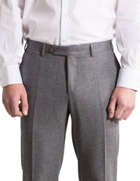 CANALI Luxury Wool Flannel Trousers in light grey - men's pants - detail view