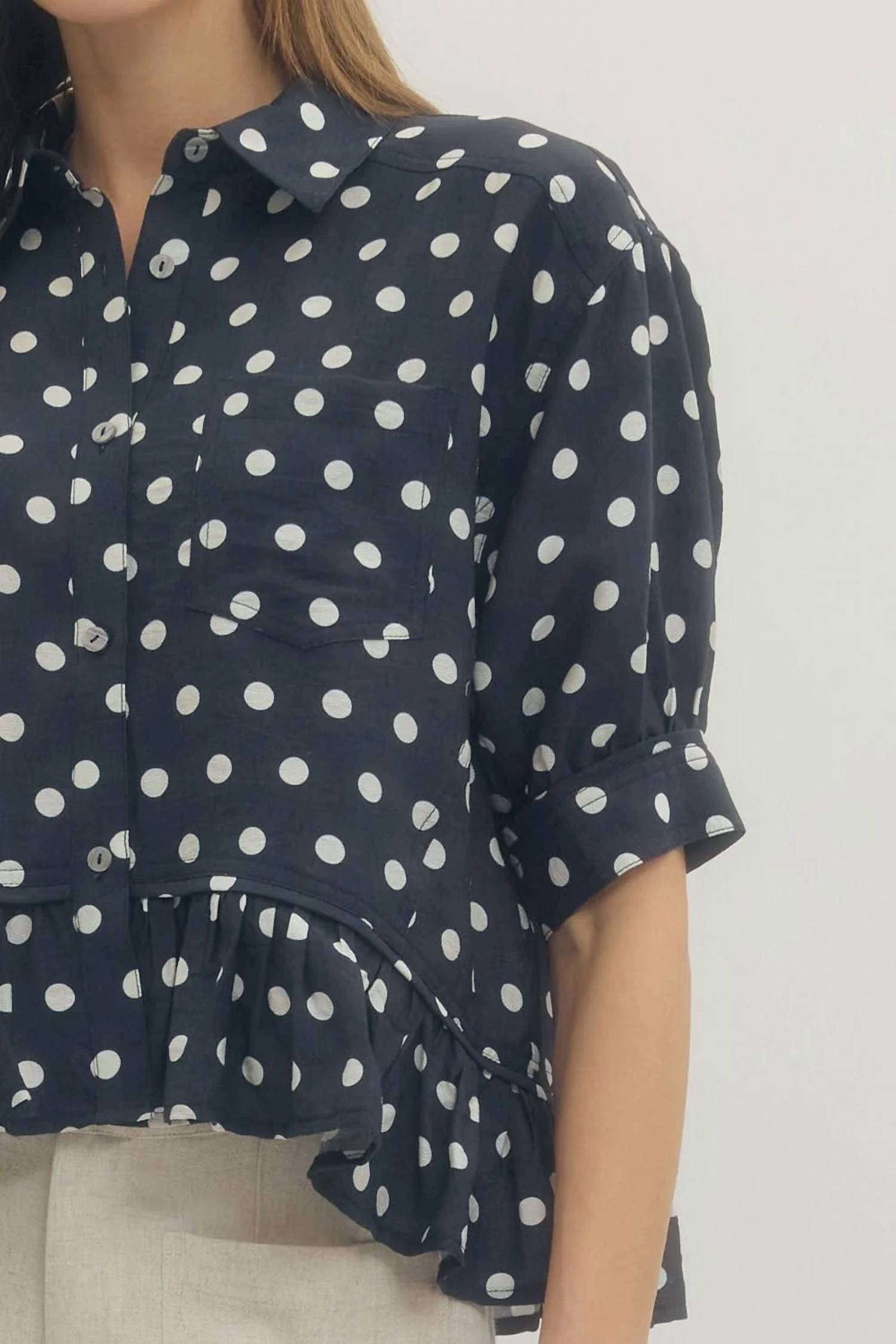 Entro - Timeless Charm Polka Dot Blouse