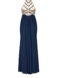 Decode 1.8 - Embellished Bodice Ruched Jersey Mesh Gown
