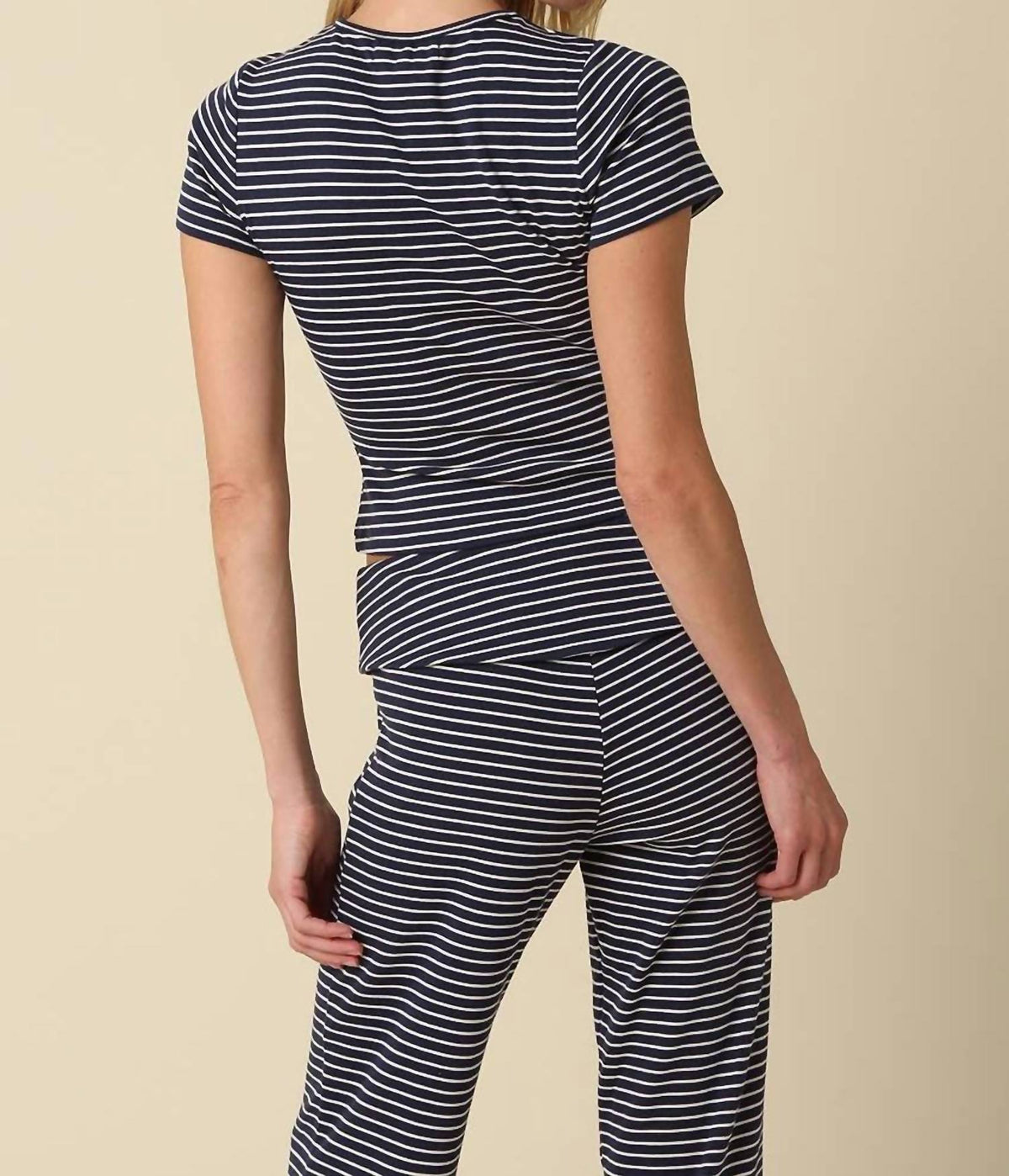 Olivaceous - Pepper Stripe Knit Pants Set
