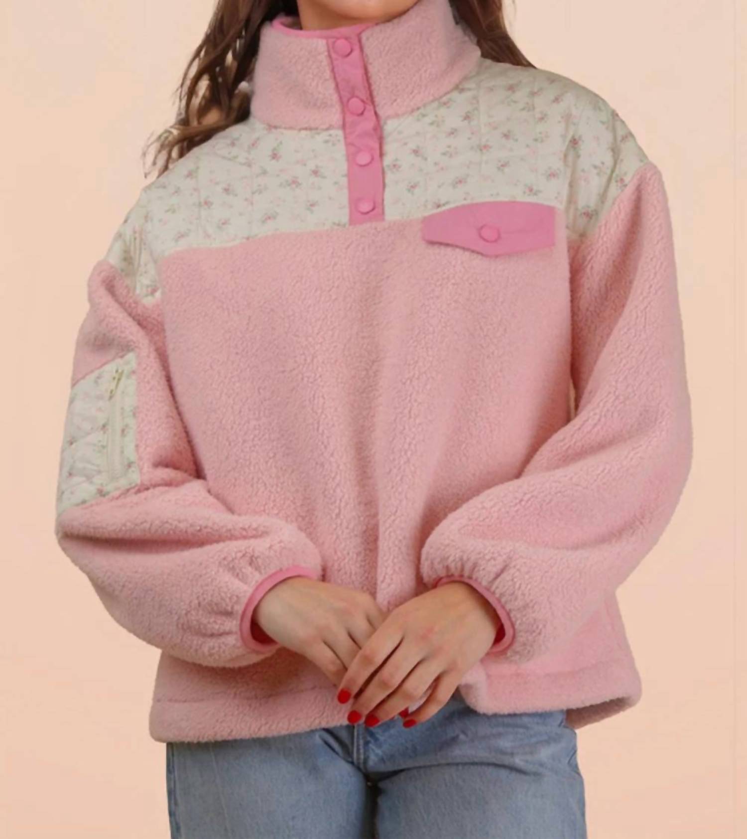 Very J - Floral Fleece Pullover