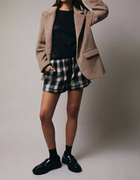 Sunday Edition Plaid Boxer Shorts in brown cream - women's shorts - view 5