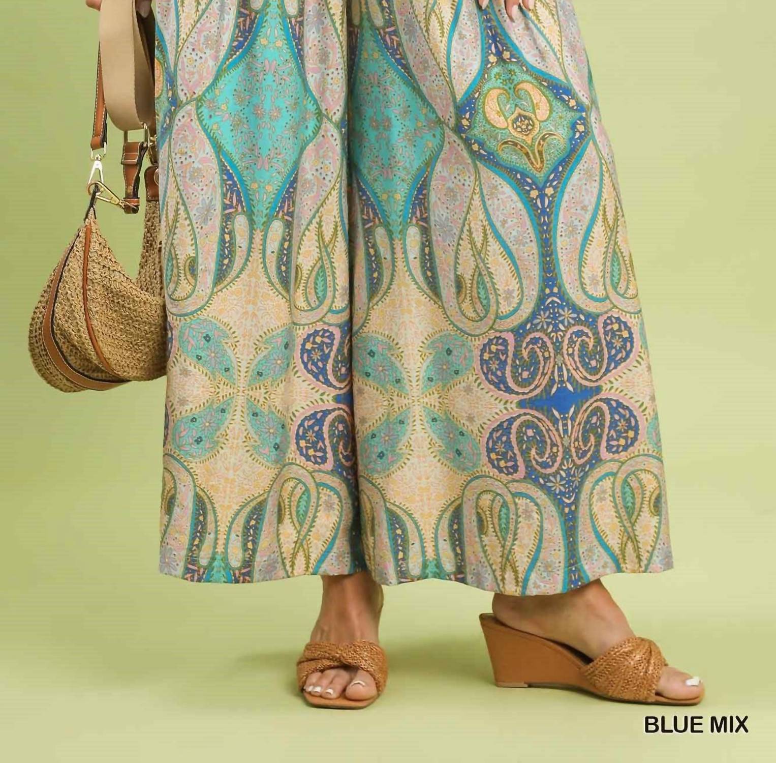 Umgee - Printed Pull-On Skirt Pants