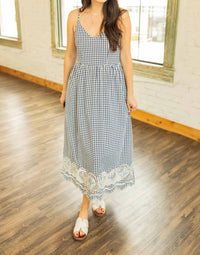 Jodifl - MARGARET SHELL EMBROIDERED GINGHAM MIDI DRESS