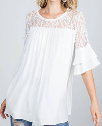 P & Rose - Lace And Ruffle Tiered Sleeve