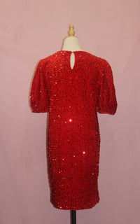 Vine & Love - Women's Velvet Sequin Accent Knee Dress