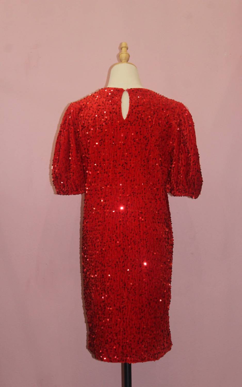Vine & Love - Women's Velvet Sequin Accent Knee Dress