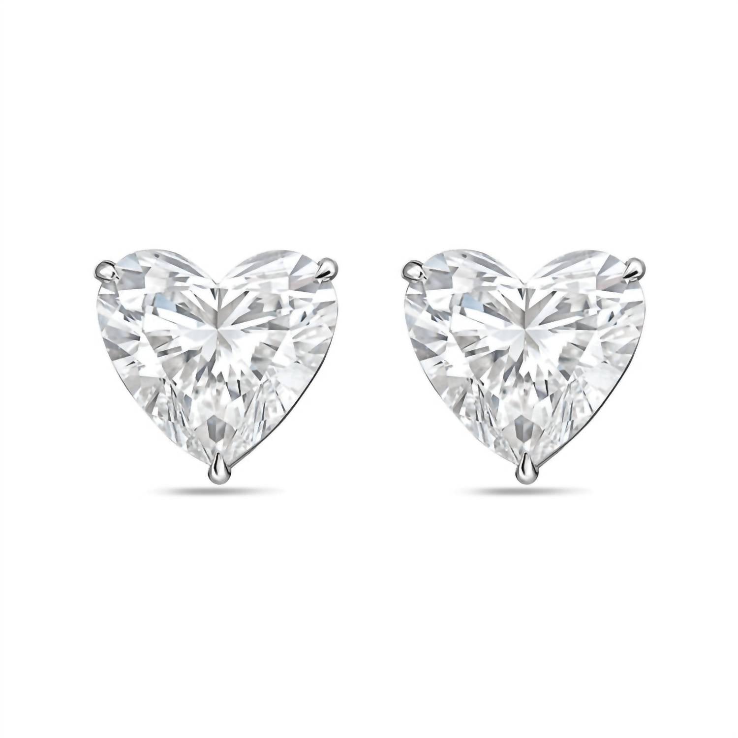 Diana M Jewels - Women's Heart Lab-grown Diamond Stud Earrings (3.00 Tcw) - Signature