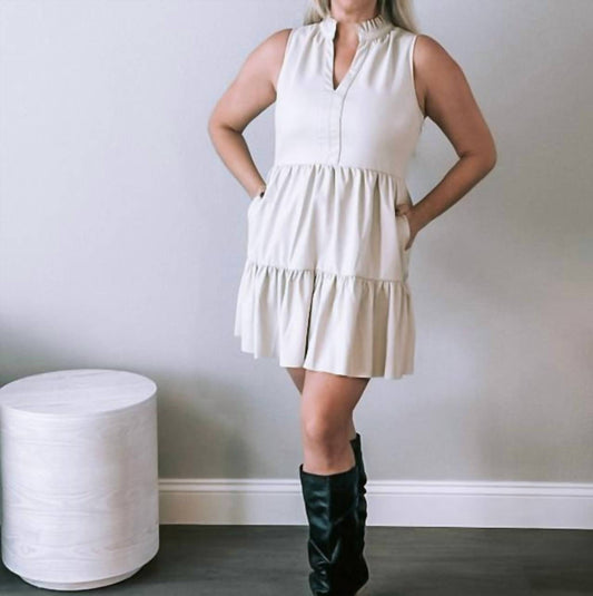 Fate - Faux Leather Sleeveless Ruffle Dress