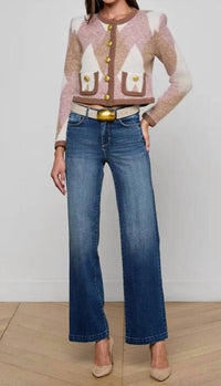 L'Agence Siobhan Cardigan in mauve multi - women's cardigan