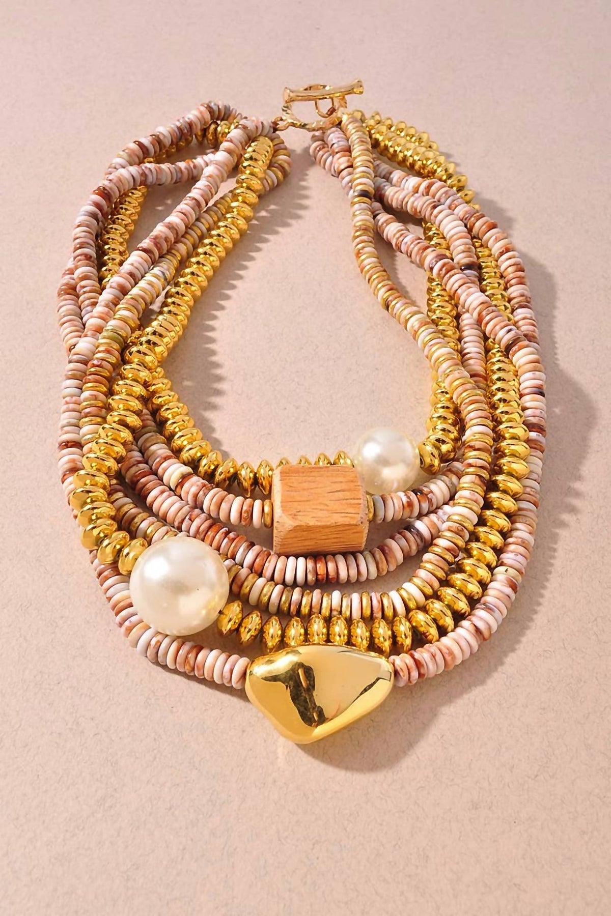 Merveille - Women's Mixed Bead Pearl Accent Statement Necklace