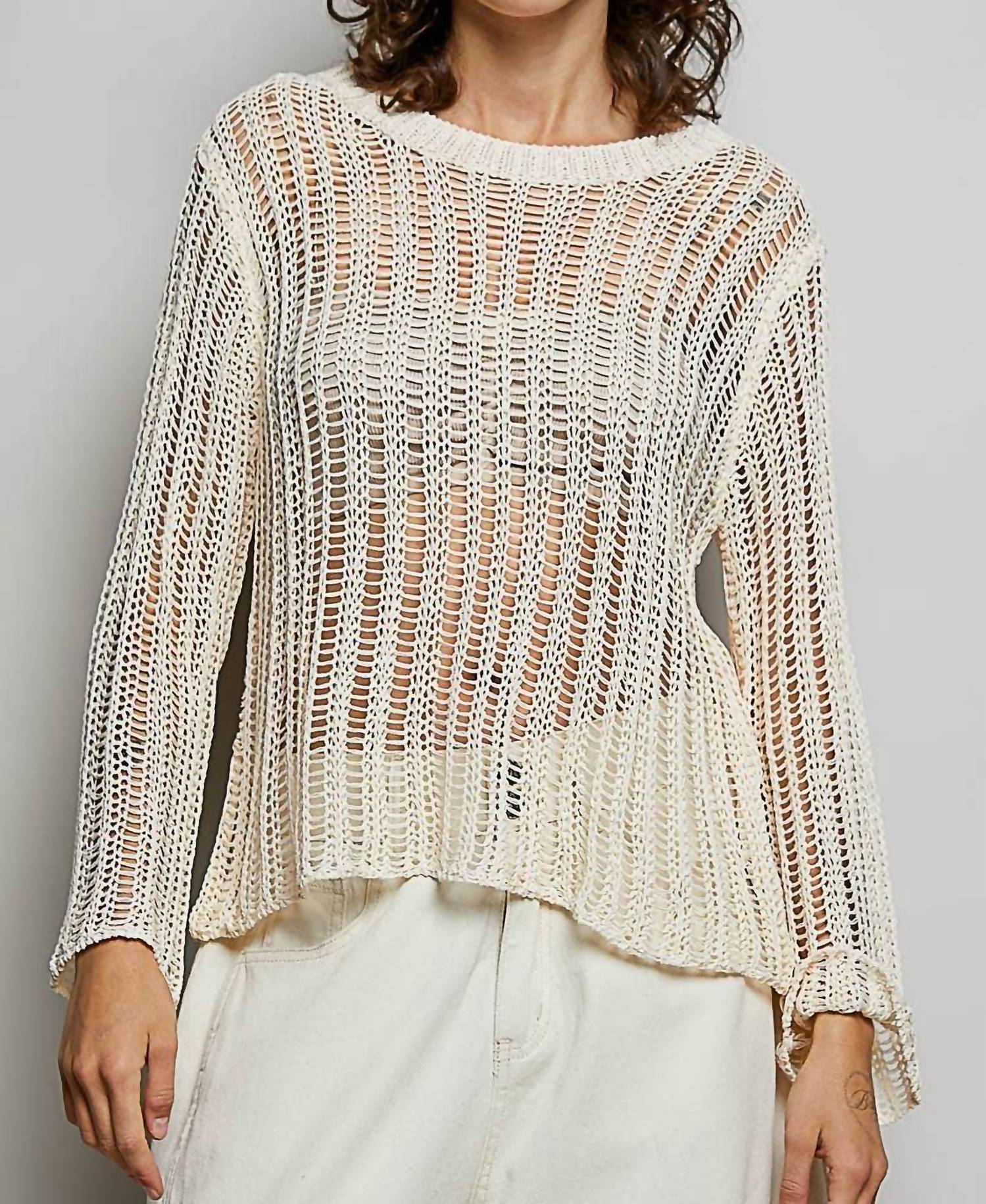 Pol - Round Neck Long Sleeve Sweater Top