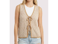 Staccato - Emmie Neutral Stripe Tie Front Knit Vest