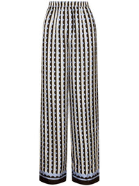 Oscar De La Renta - Wide Leg Allover Mini Geo Silk Twill Pants