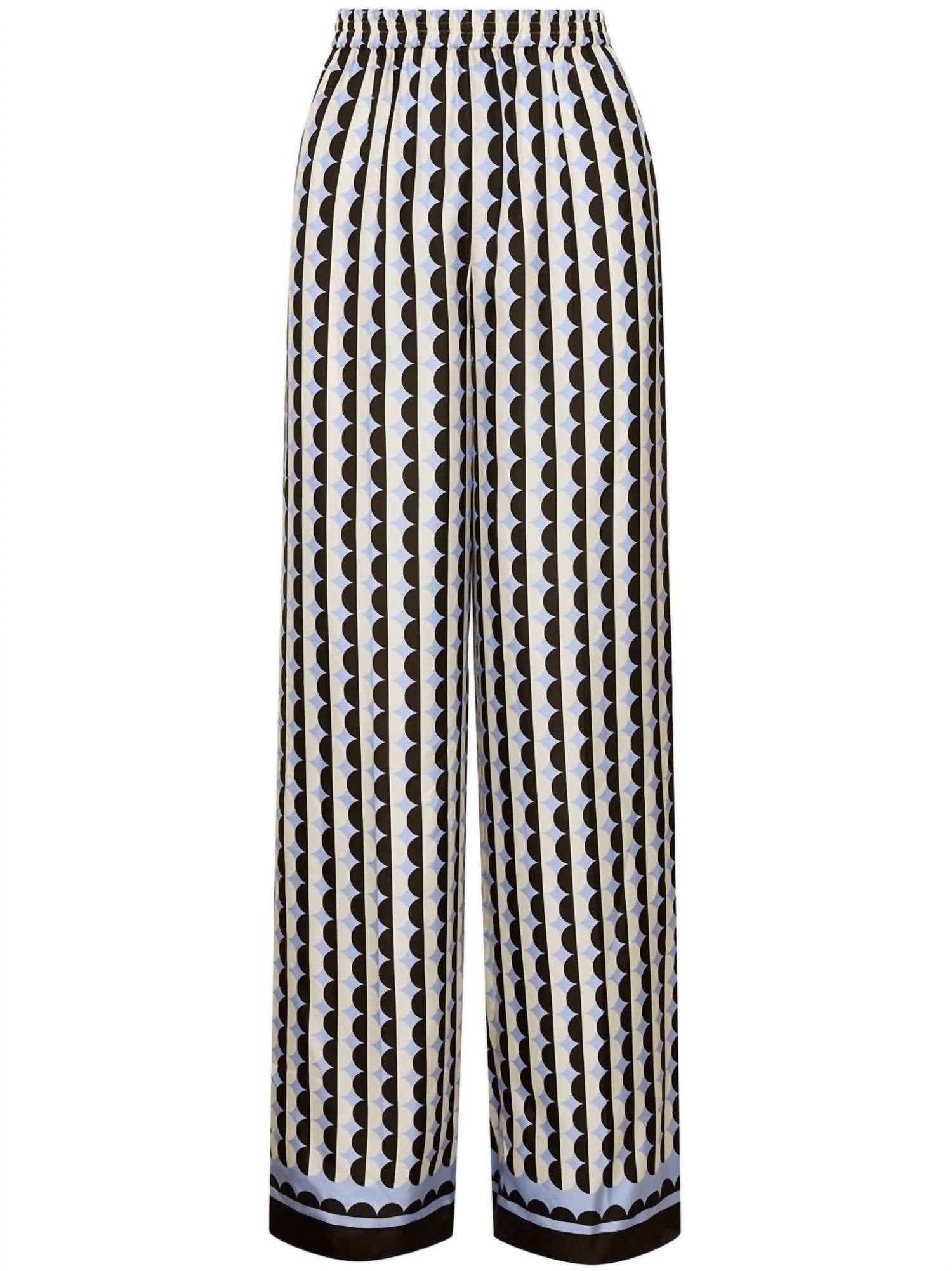 Oscar De La Renta - Wide Leg Allover Mini Geo Silk Twill Pants