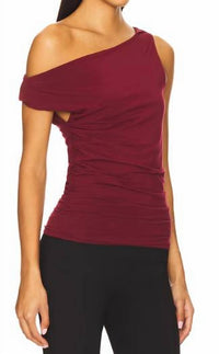 bobi Twist Off Shoulder Top in dk port - women's shirt