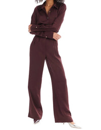 ALLISON NEW YORK JOAN SATIN PANTS in chocolate - women's pants - view 4