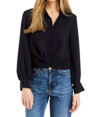 DREW Nick Button-Up Blouse in navy - women's blouse