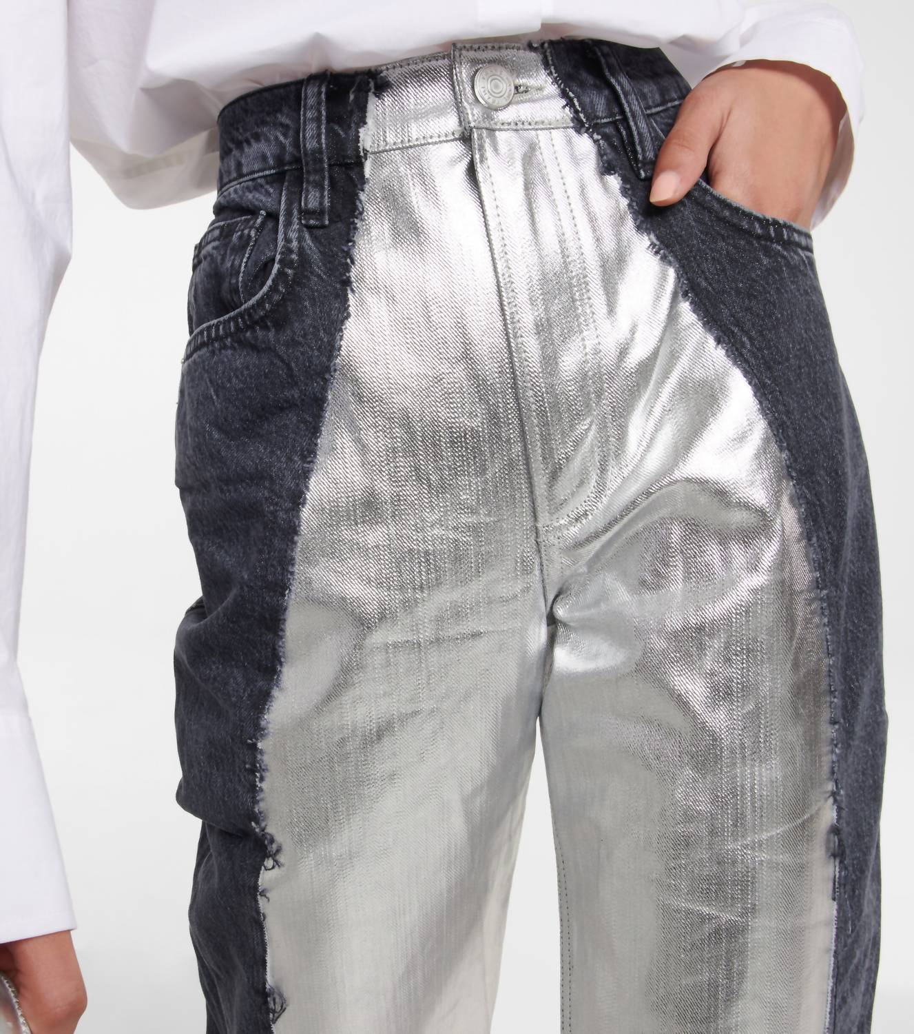 Frame - Pierced Straight Leg Denim Jeans