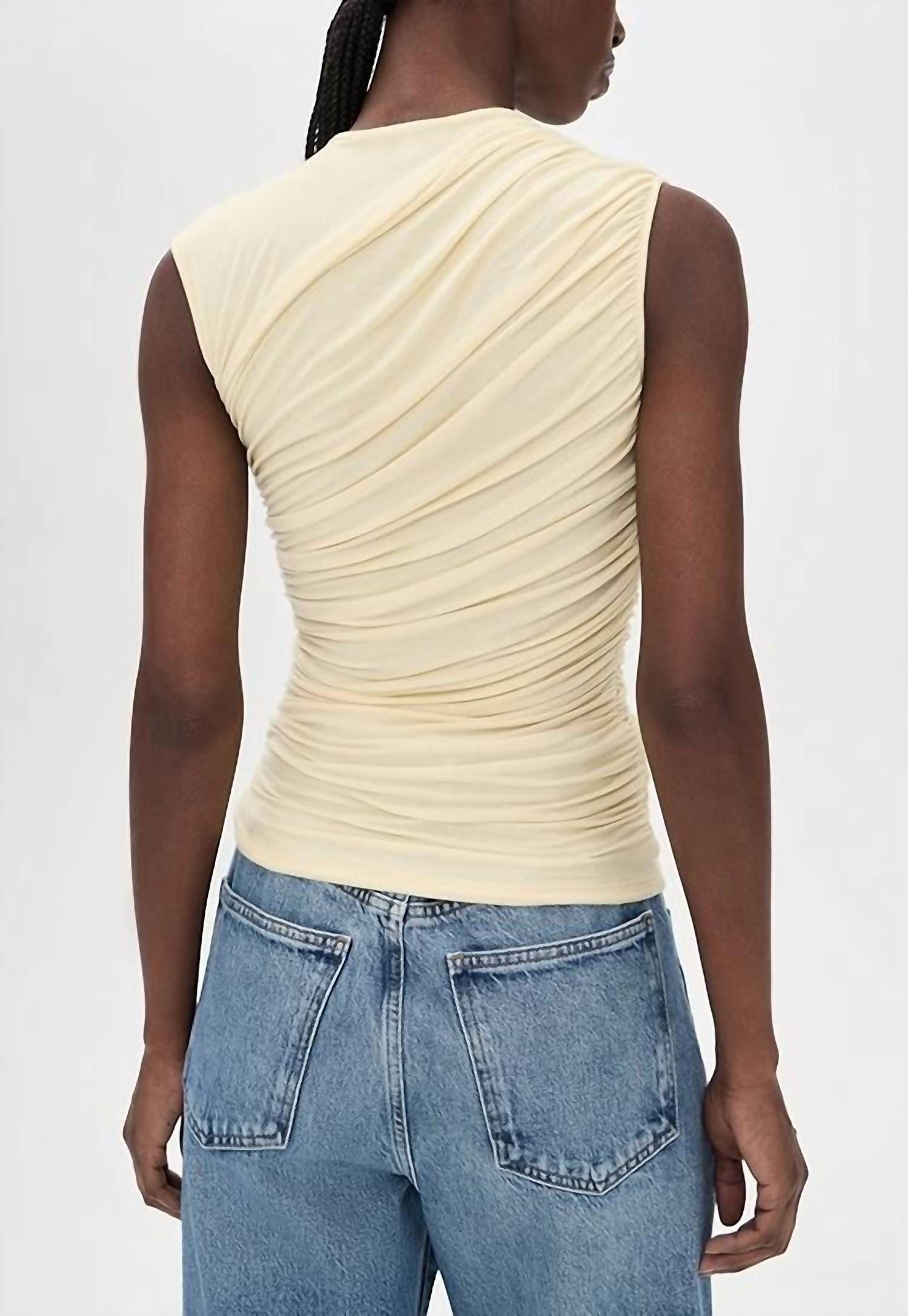 AGOLDE Ester Twist Tank Top in lemon drop - women's tank top - detail view