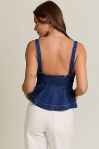 Le Lis - Denim Bow & Ruffle Top