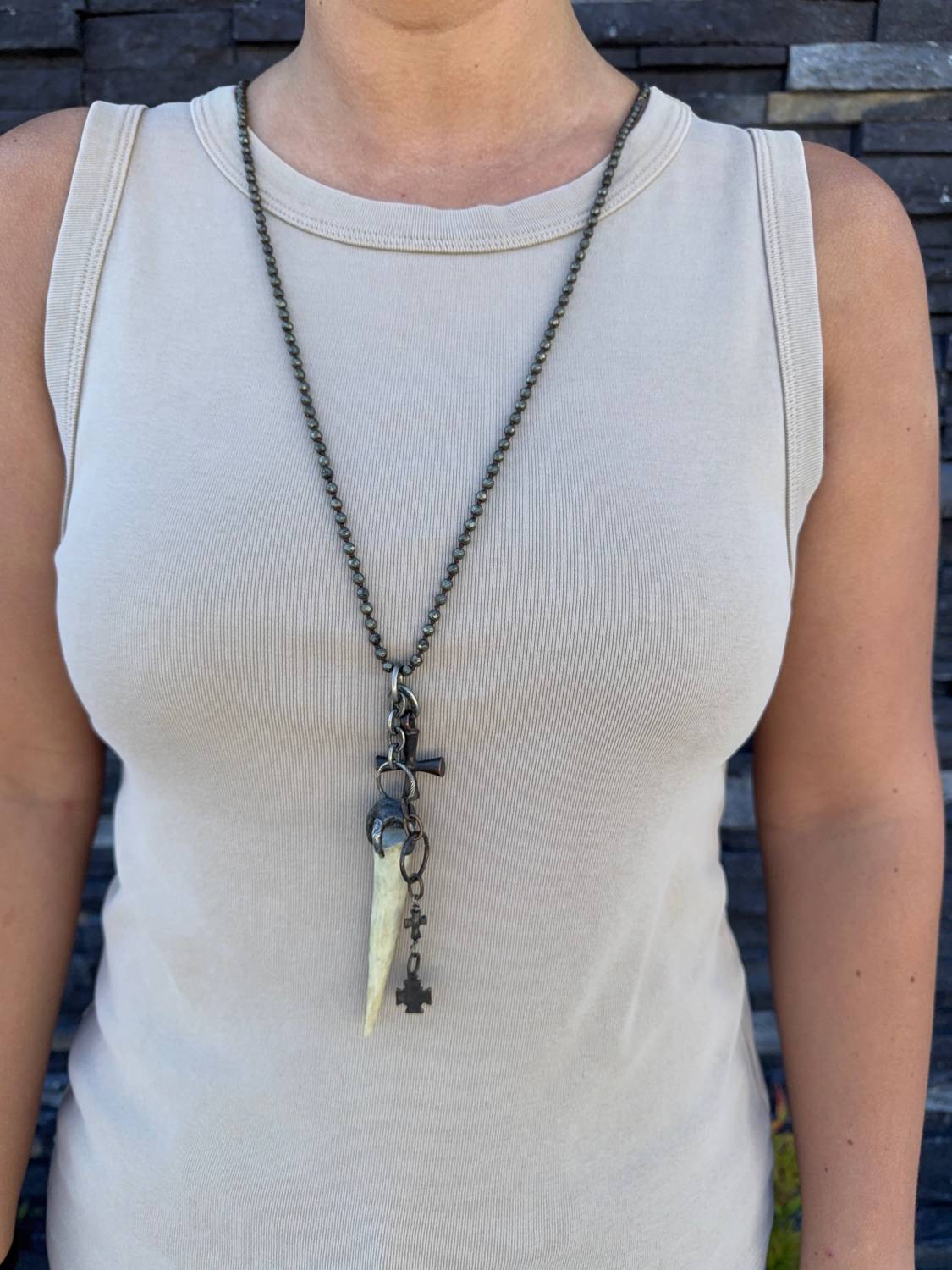 Paula Carvalho Designs - Pyrite Necklace With Horn