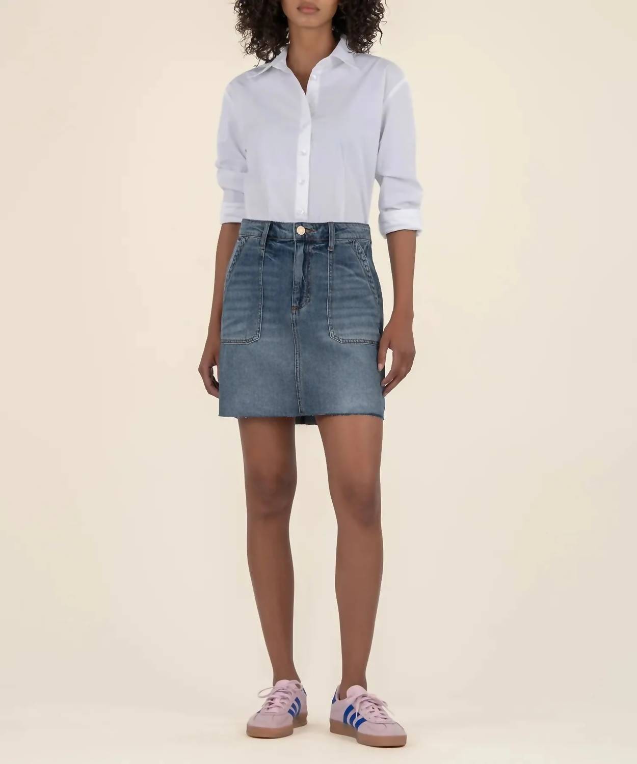 KUT FROM THE KLOTH Bristol Denim Mini Skirt in medium wash - women's skirt