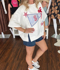 Main Strip - 4th Of July Lace Pennant Ribbon Top