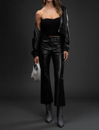 Blu Pepper - Women's High Waisted Faux Leather Pants