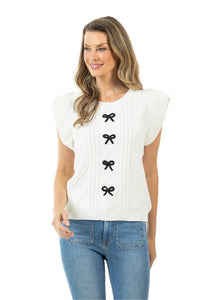 Katydid - Cable Knit Bow Sweater Top