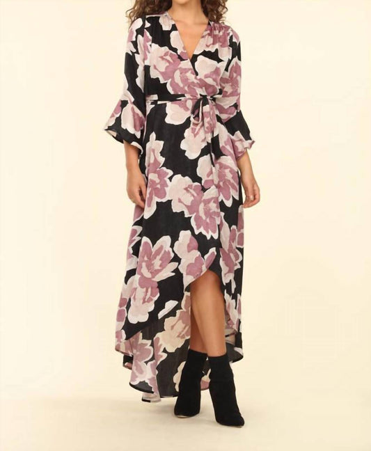 Romano Wrap Maxi Dress With Bell Sleeve