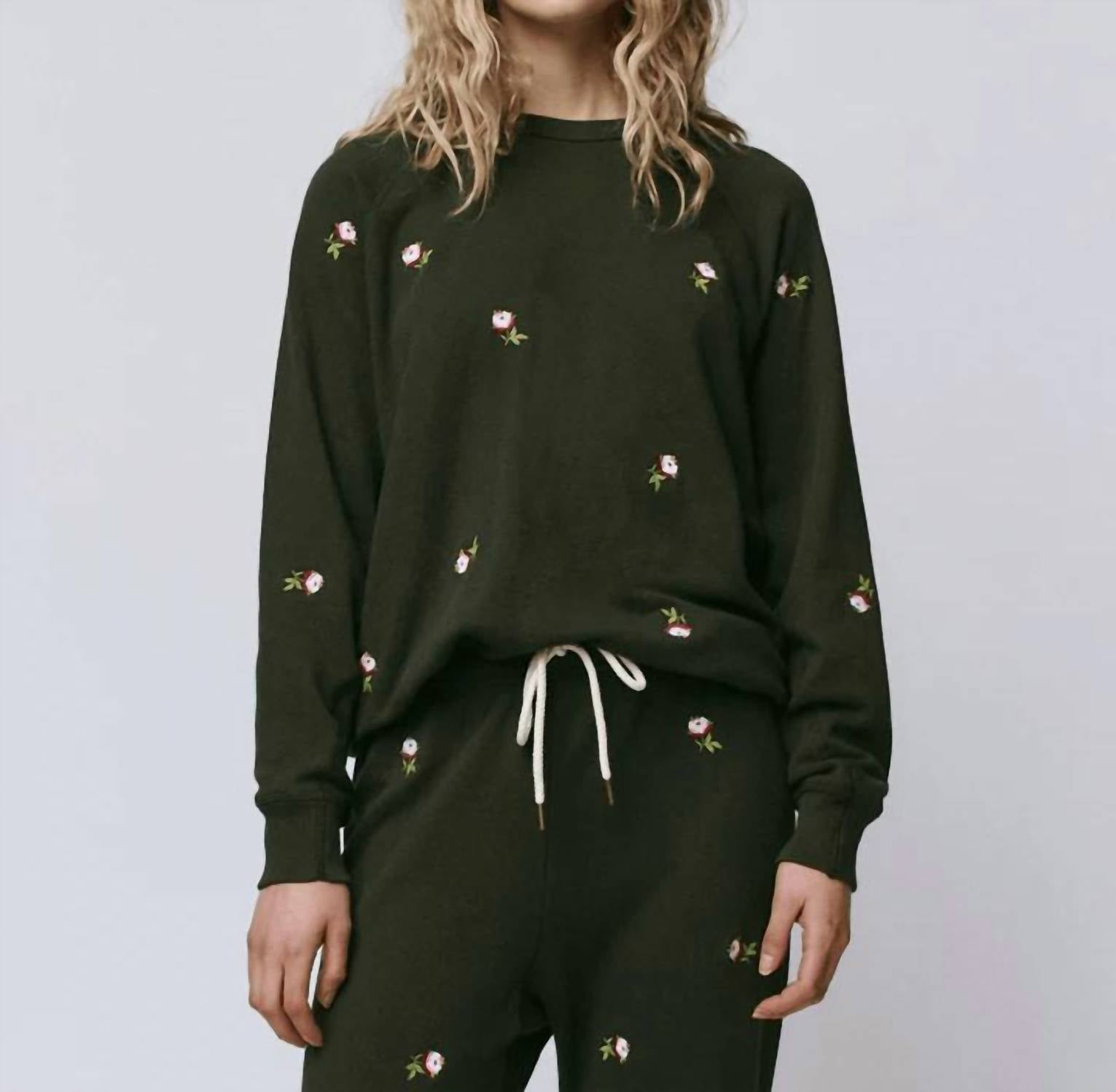 The Great. - College Sweatshirt With Embroidered Roses
