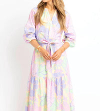 Karlie Pastel Floral V Neck Maxi Dress in multi - women's dress - alternate view